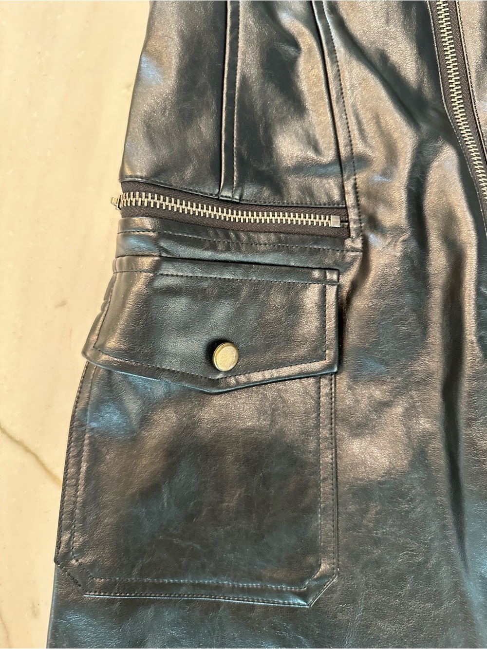 Fabulous Faux Leather Zip Front Mini Dress in Black - Picture 5 of 7